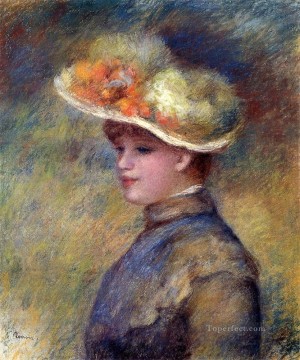  sombrero Pintura al %C3%B3leo - Mujer joven con sombrero Pierre Auguste Renoir